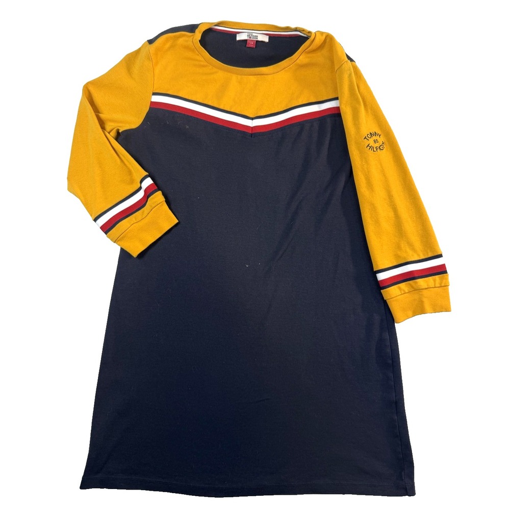 Vintage Tommy Hilfiger Y2K Dress Womens LG Blue Colorblock Sportcore Americana